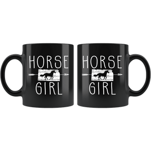 RobustCreative-Kansas Horse Girl Gifts Kansan Shape Country for women - 11oz Black Mug Riding Lover Gift Idea