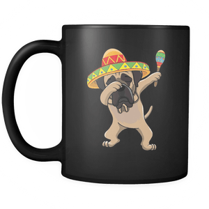 RobustCreative-Dabbing English Mastiff Dog in Sombrero - Cinco De Mayo Mexican Fiesta - Dab Dance Mexico Party - 11oz Black Funny Coffee Mug Women Men Friends Gift ~ Both Sides Printed