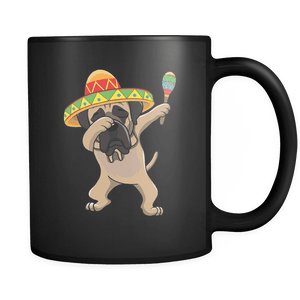 RobustCreative-Dabbing English Mastiff Dog in Sombrero - Cinco De Mayo Mexican Fiesta - Dab Dance Mexico Party - 11oz Black Funny Coffee Mug Women Men Friends Gift ~ Both Sides Printed
