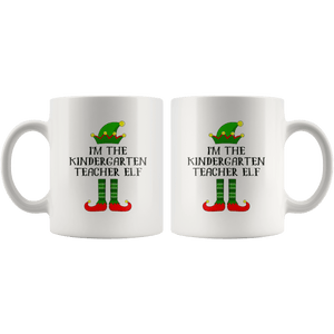 RobustCreative-Im The Kindergarten Teacher Elf Christmas Teaching's - 11oz White Mug I Just Really Like to Teach Cute Tiny Humans Gift Idea