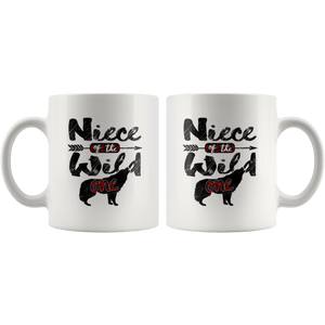 RobustCreative-Strong Niece of the Wild One Wolf 1st Birthday Wolves - 11oz White Mug wolves lover animal spirit Gift Idea