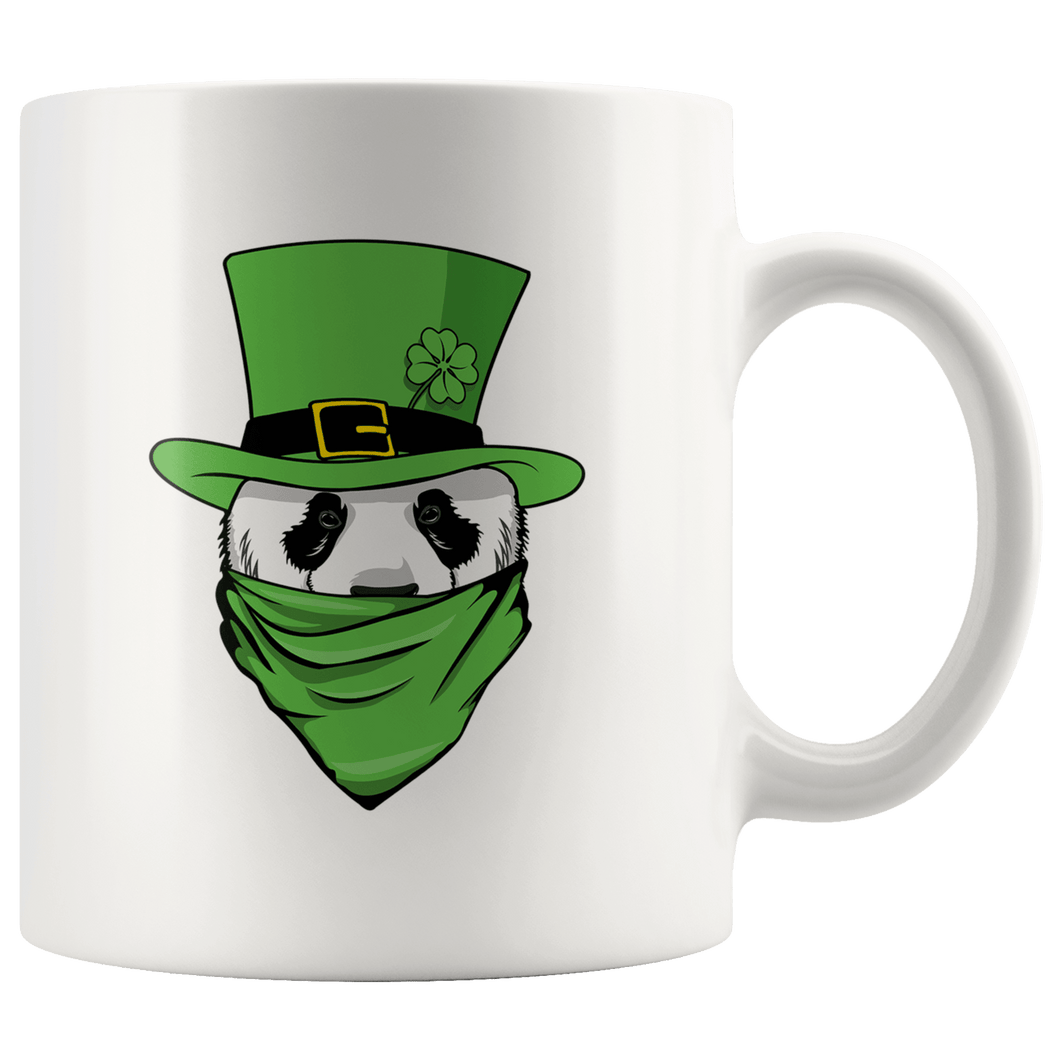 RobustCreative-Panda Leprechaun  St Patricks Day Green Bandana Kids White 11oz Mug Gift Idea
