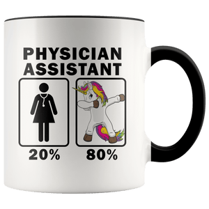 RobustCreative-Physician Assistant Dabbing Unicorn 80 20 Principle Superhero Girl Womens - 11oz Accent Mug Medical Personnel Gift Idea