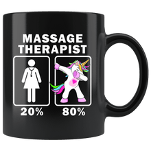 Load image into Gallery viewer, RobustCreative-Massage Therapist Dabbing Unicorn 20 80 Principle Superhero Girl Womens - 11oz Black Mug Medical Personnel Gift Idea

