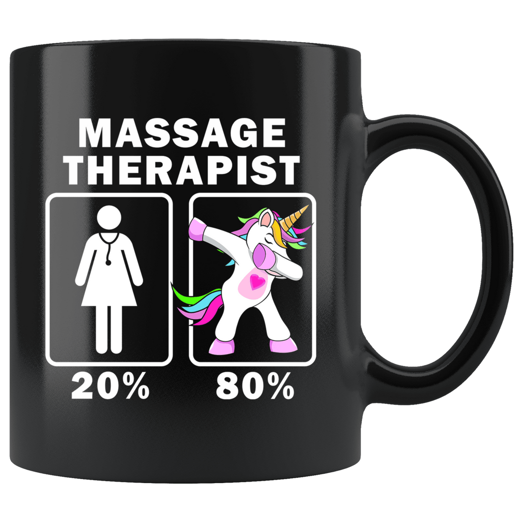 RobustCreative-Massage Therapist Dabbing Unicorn 20 80 Principle Superhero Girl Womens - 11oz Black Mug Medical Personnel Gift Idea