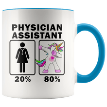 Load image into Gallery viewer, RobustCreative-Physician Assistant Dabbing Unicorn 20 80 Principle Superhero Girl Womens - 11oz Accent Mug Medical Personnel Gift Idea
