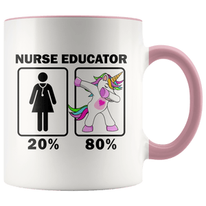 RobustCreative-Nurse Educator Dabbing Unicorn 20 80 Principle Superhero Girl Womens - 11oz Accent Mug Medical Personnel Gift Idea