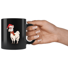 Load image into Gallery viewer, RobustCreative-Llama Dabbing Santa Hipster Glasses Alpaca Lover Santas Hat - 11oz Black Mug Christmas gift idea Gift Idea
