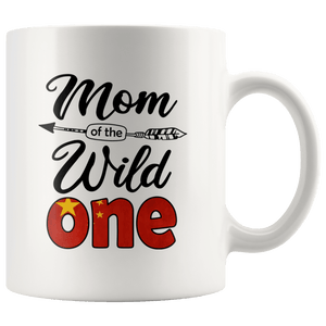 RobustCreative-Chinese Mom of the Wild One Birthday China Flag White 11oz Mug Gift Idea