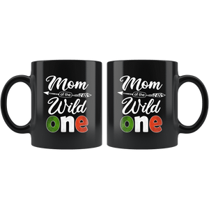 RobustCreative-Italian Mom of the Wild One Birthday Italy Flag Black 11oz Mug Gift Idea