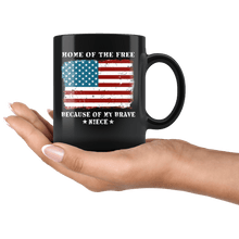 Load image into Gallery viewer, RobustCreative-Home of the Free Niece USA Patriot Family Flag - Military Family 11oz Black Mug Retired or Deployed support troops Gift Idea - Both Sides Printed
