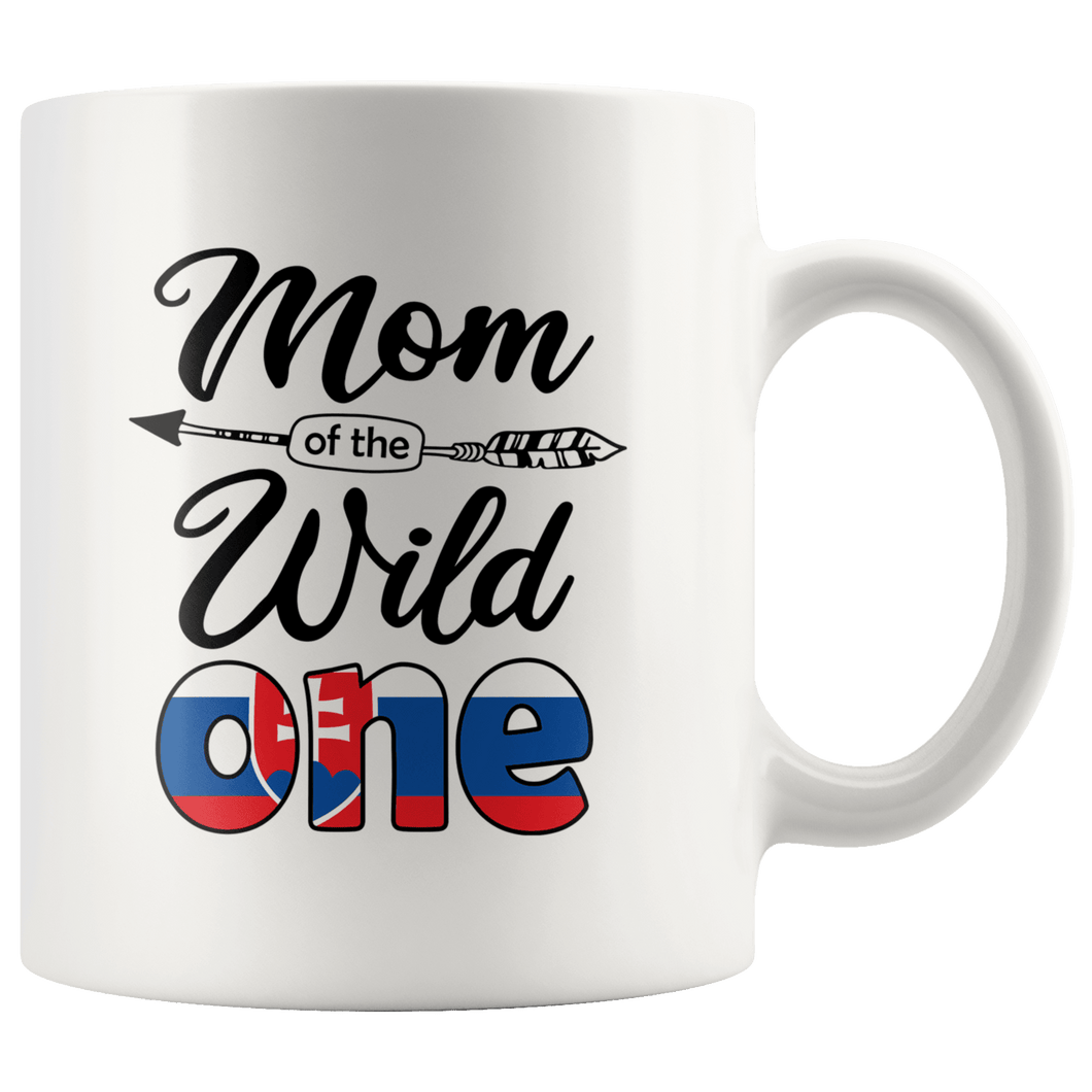 RobustCreative-Slovak Mom of the Wild One Birthday Slovakia Flag White 11oz Mug Gift Idea