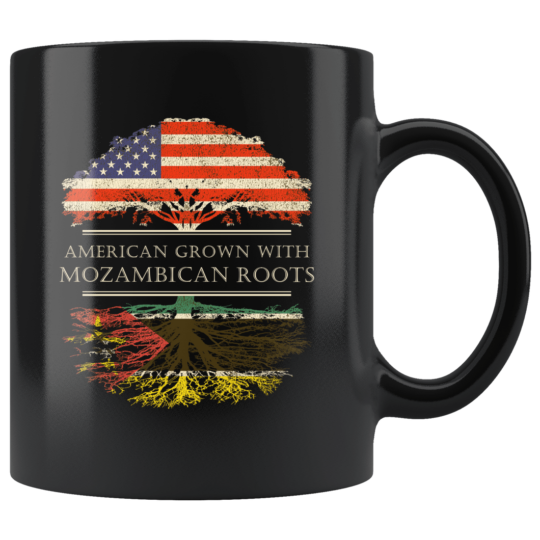 RobustCreative-Mozambican Roots American Grown Fathers Day Gift - Mozambican Pride 11oz Funny Black Coffee Mug - Real Mozambique Hero Flag Papa National Heritage - Friends Gift - Both Sides Printed