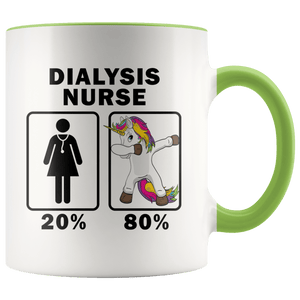 RobustCreative-Dialysis Nurse Dabbing Unicorn 80 20 Principle Superhero Girl Womens - 11oz Accent Mug Medical Personnel Gift Idea