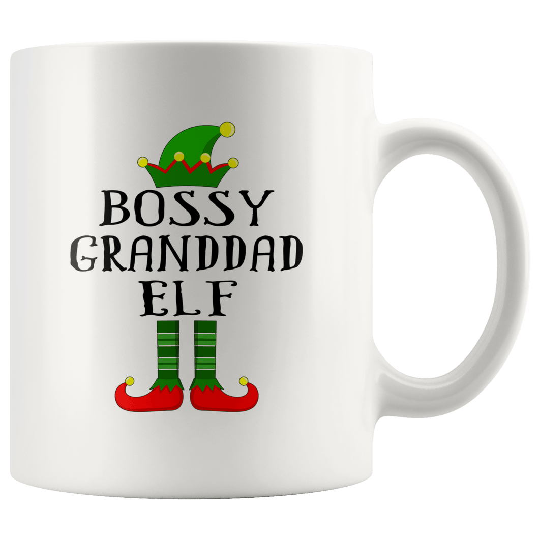 RobustCreative-Im The Bossy Granddad Elf Family Matching Outfits PJ - 11oz White Mug Christmas group green pjs costume Gift Idea