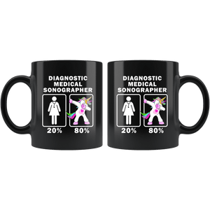 RobustCreative-Diagnostic Medical Sonographer Dabbing Unicorn 20 80 Principle Superhero Girl Womens - 11oz Black Mug Medical Personnel Gift Idea