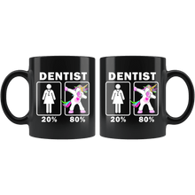 Load image into Gallery viewer, RobustCreative-Dentist Dabbing Unicorn 20 80 Principle Superhero Girl Womens - 11oz Black Mug Medical Personnel Gift Idea
