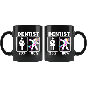 RobustCreative-Dentist Dabbing Unicorn 20 80 Principle Superhero Girl Womens - 11oz Black Mug Medical Personnel Gift Idea