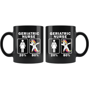 RobustCreative-Geriatric Nurse Dabbing Unicorn 80 20 Principle Superhero Girl Womens - 11oz Black Mug Medical Personnel Gift Idea