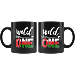 RobustCreative-Oman Wild One Birthday Outfit 1 Omani Flag Black 11oz Mug Gift Idea