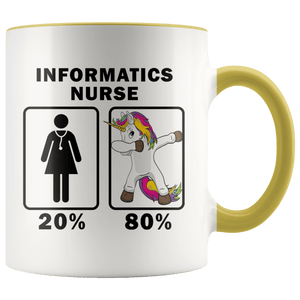 RobustCreative-Informatics Nurse Dabbing Unicorn 80 20 Principle Superhero Girl Womens - 11oz Accent Mug Medical Personnel Gift Idea