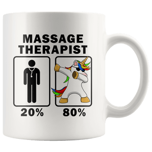 RobustCreative-Massage Therapist Dabbing Unicorn 80 20 Principle Graduation Gift Mens - 11oz White Mug Medical Personnel Gift Idea