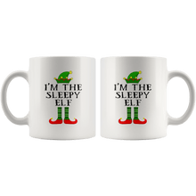 Load image into Gallery viewer, RobustCreative-Im The Sleepy Elf Matching Family Christmas - 11oz White Mug Christmas group green pjs costume Gift Idea
