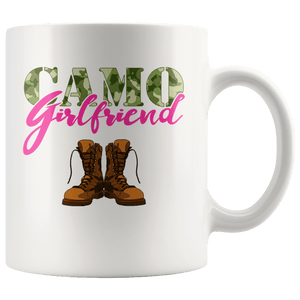 RobustCreative-Girlfriend Military Boots Camo Hard Charger Camouflage - Military Family 11oz White Mug Deployed Duty Forces support troops Gift Idea - Both Sides Printed