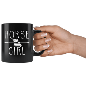 RobustCreative-Missouri Horse Girl Gifts Missourian Shape Country for women - 11oz Black Mug Racing Lover Gift Idea