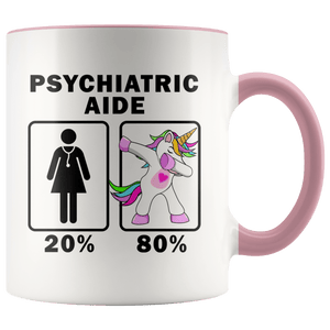 RobustCreative-Psychiatric Aide Dabbing Unicorn 20 80 Principle Superhero Girl Womens - 11oz Accent Mug Medical Personnel Gift Idea