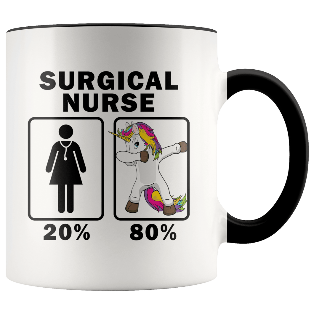 RobustCreative-Surgical Nurse Dabbing Unicorn 80 20 Principle Superhero Girl Womens - 11oz Accent Mug Medical Personnel Gift Idea