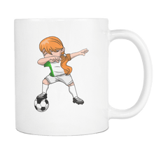 Load image into Gallery viewer, RobustCreative-Irish Dabbing Soccer Girl - Soccer Pride - Ireland Flag Gift Ireland Football Gift - 11oz White Funny Coffee Mug Women Men Friends Gift ~ Both Sides Printed
