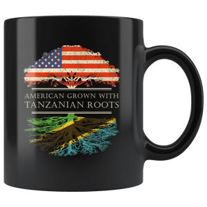 RobustCreative-Tanzanian Roots American Grown Fathers Day Gift - Tanzanian Pride 11oz Funny Black Coffee Mug - Real Tanzania Hero Flag Papa National Heritage - Friends Gift - Both Sides Printed