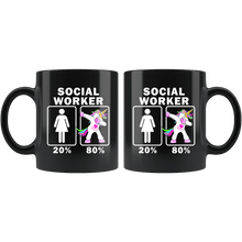 Load image into Gallery viewer, RobustCreative-Social Worker Dabbing Unicorn 20 80 Principle Superhero Girl Womens - 11oz Black Mug Medical Personnel Gift Idea
