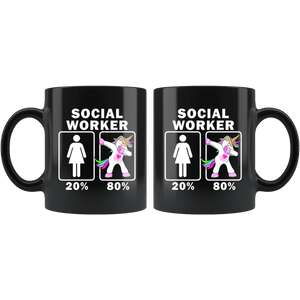 RobustCreative-Social Worker Dabbing Unicorn 20 80 Principle Superhero Girl Womens - 11oz Black Mug Medical Personnel Gift Idea