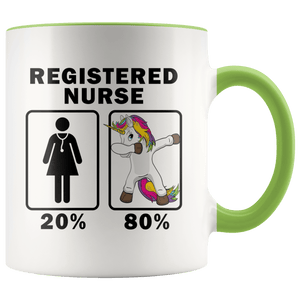 RobustCreative-Registered Nurse Dabbing Unicorn 80 20 Principle Superhero Girl Womens - 11oz Accent Mug Medical Personnel Gift Idea