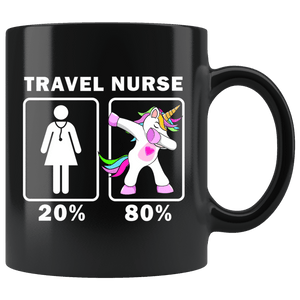 RobustCreative-Travel Nurse Dabbing Unicorn 20 80 Principle Superhero Girl Womens - 11oz Black Mug Medical Personnel Gift Idea