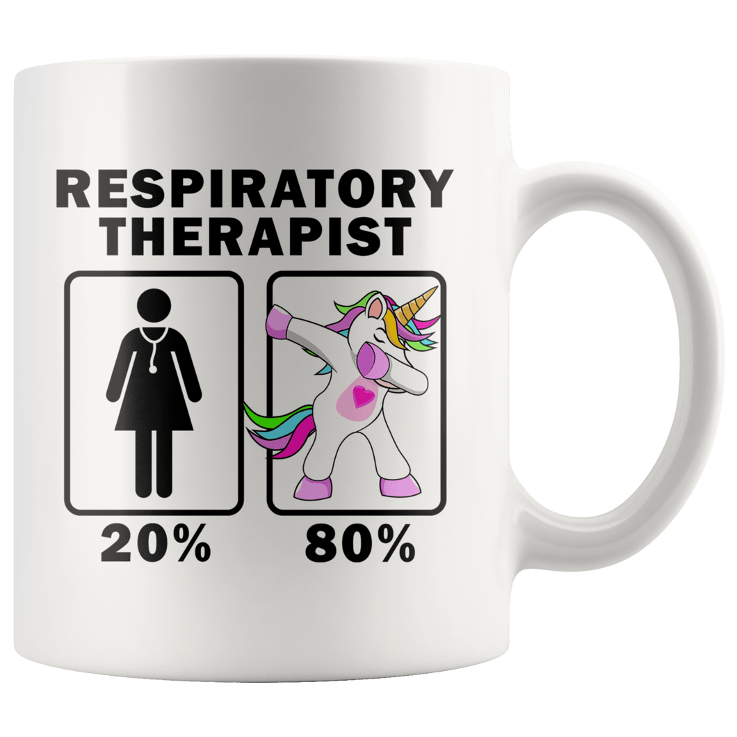 RobustCreative-Respiratory Therapist Dabbing Unicorn 20 80 Principle Superhero Girl Womens - 11oz White Mug Medical Personnel Gift Idea