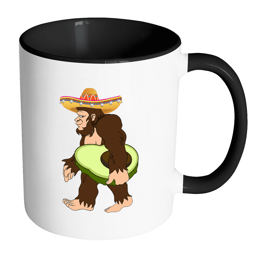 RobustCreative-Bigfoot Sasquatch Avocado - Cinco De Mayo Mexican Fiesta - No Siesta Mexico Party - 11oz Black & White Funny Coffee Mug Women Men Friends Gift ~ Both Sides Printed