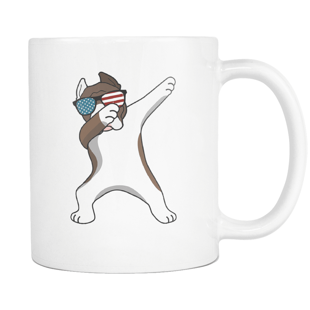 RobustCreative-Dabbing Pitbull Dog America Flag - Patriotic Merica Murica Pride - 4th of July USA Independence Day - 11oz White Funny Coffee Mug Women Men Friends Gift ~ Both Sides Printed