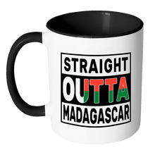 Load image into Gallery viewer, RobustCreative-Straight Outta Madagascar - Malagasy Flag 11oz Funny Black &amp; White Coffee Mug - Independence Day Family Heritage - Women Men Friends Gift - Both Sides Printed (Distressed)
