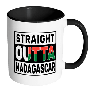 RobustCreative-Straight Outta Madagascar - Malagasy Flag 11oz Funny Black & White Coffee Mug - Independence Day Family Heritage - Women Men Friends Gift - Both Sides Printed (Distressed)