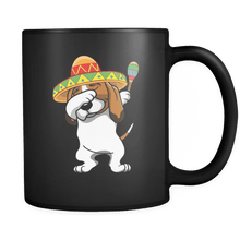Load image into Gallery viewer, RobustCreative-Dabbing Basset Hound Dog in Sombrero - Cinco De Mayo Mexican Fiesta - Dab Dance Mexico Party - 11oz Black Funny Coffee Mug Women Men Friends Gift ~ Both Sides Printed
