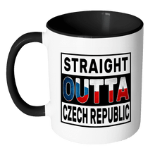 Load image into Gallery viewer, RobustCreative-Straight Outta Czech Republic - Czech Flag 11oz Funny Black &amp; White Coffee Mug - Independence Day Family Heritage - Women Men Friends Gift - Both Sides Printed (Distressed)
