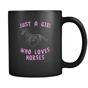 RobustCreative-Just a Girl Who Loves Black Horses: black Mug both sides printed Animal Spirit