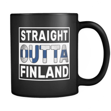 Load image into Gallery viewer, RobustCreative-Straight Outta Finland - Finn Flag 11oz Funny Black Coffee Mug - Independence Day Family Heritage - Women Men Friends Gift - Both Sides Printed (Distressed)
