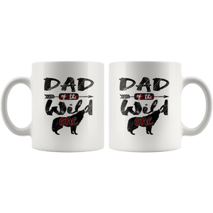 RobustCreative-Strong Dad of the Wild One Wolf 1st Birthday Wolves - 11oz White Mug plaid pajamas Gift Idea