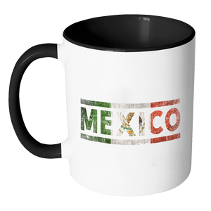 RobustCreative-Retro Vintage Flag Mexican Mexico 11oz Black & White Coffee Mug ~ Both Sides Printed