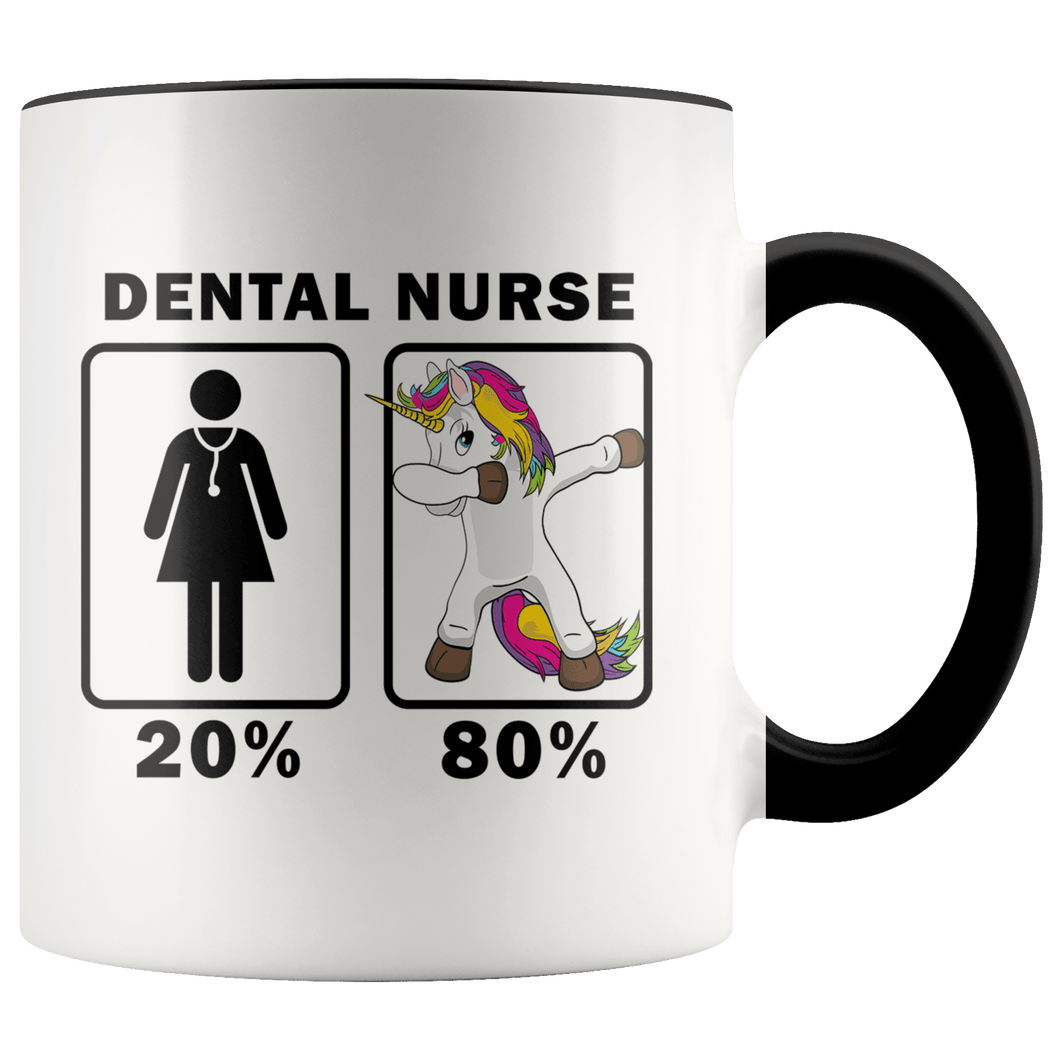 RobustCreative-Dental Nurse Dabbing Unicorn 80 20 Principle Superhero Girl Womens - 11oz Accent Mug Medical Personnel Gift Idea