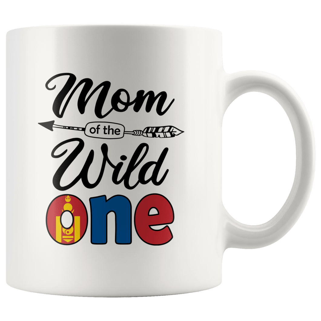 RobustCreative-Mongolian Mom of the Wild One Birthday Mongolia Flag White 11oz Mug Gift Idea